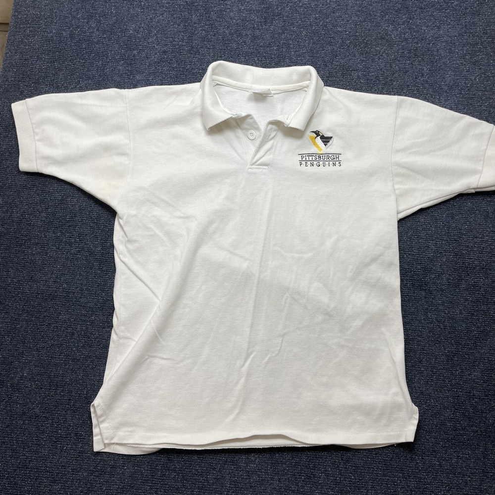 Vintage Pittsburgh Penguins Shirt Mens Small White NHL Hockey Artex Polo